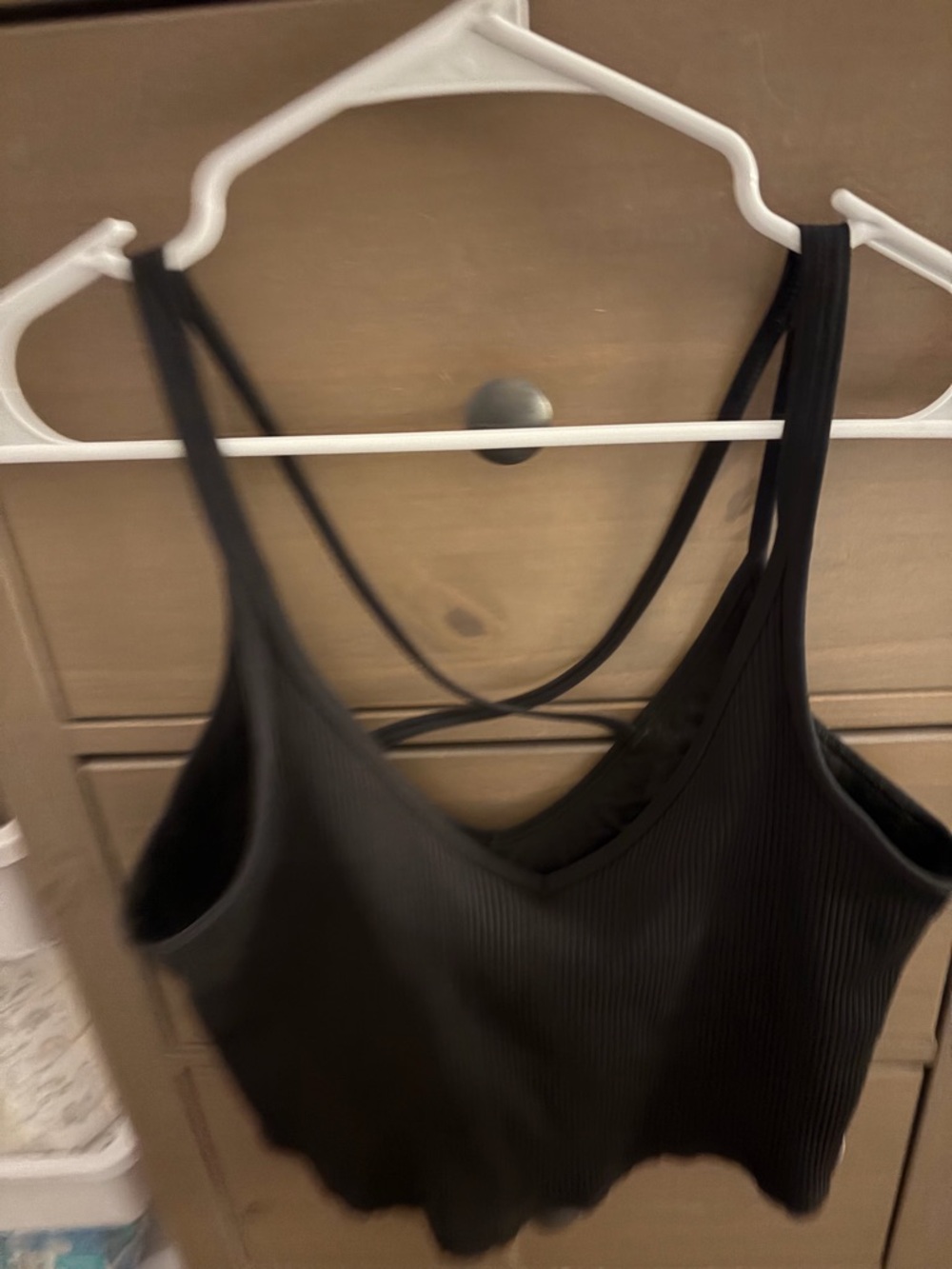 Vuori Ribbed Black Strappy Tank Top